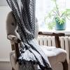 Grey Geometric Tassel American Style Small Window Kitchen Valance Cotton Hemp Semi-shading Bay Window Living Room Bedroom Drapes