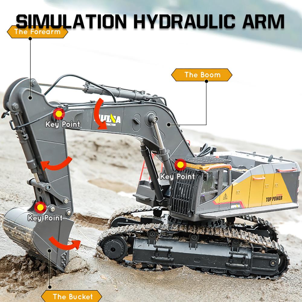 Non-Toxic Huina 1592 Rc Excavator 1:14 Alloy Remote Radio Controlled 22Ch Big Engineering Vehicle Simulation Navvy Rc Truck Toy For Children