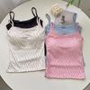 Summer Print Crop Tops for Women Bow Lace Camisole Sexy Backless Vest with Padded Basic Tank Top Bm Style Streetwear