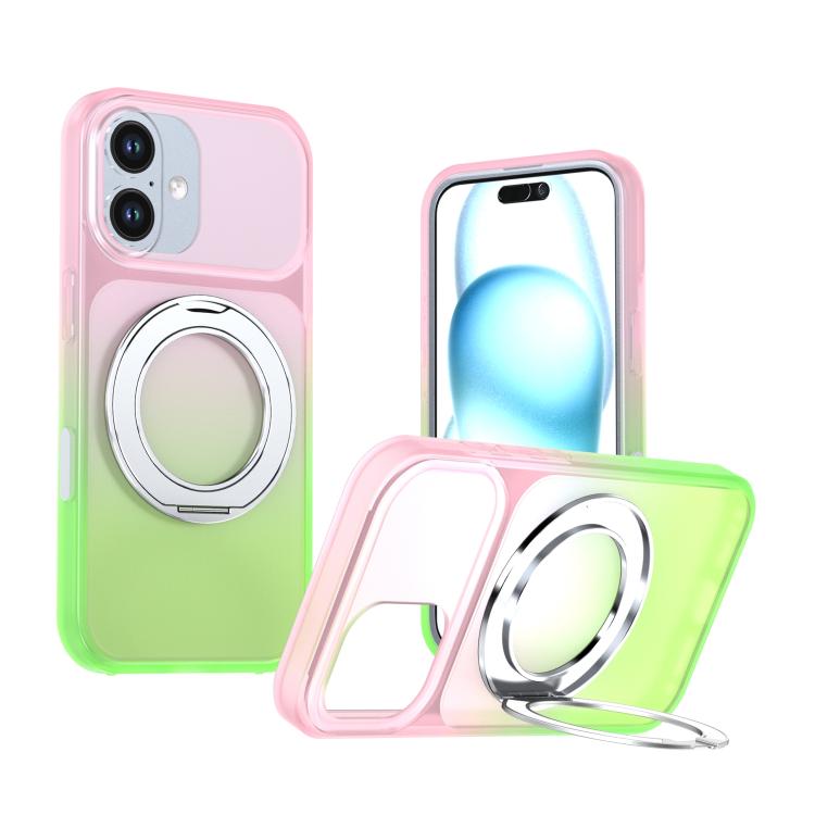 Phantom Skin Feel Gradient PC+TPU Phone Case With 360° Rotating Metal Holder, Magnetic Wireless Charging Shockproof Protective Cover