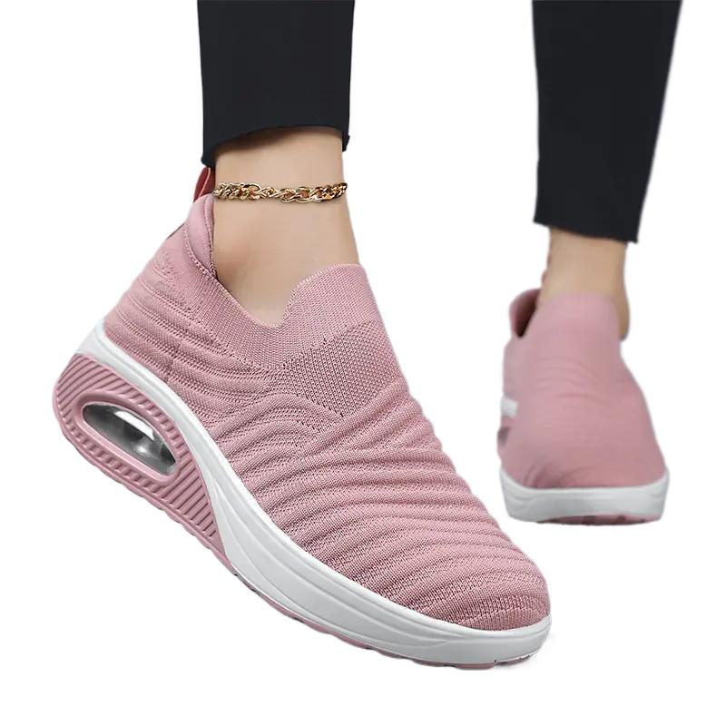 Women Walking Shoes Air Cushion Non Slip Orthopedic Shoes Ladies Platform Mules Breathable Wedge Female Sneakers 2025 Size 42