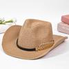 Western cowboy straw hat showing face small ethnic style hat men's and women's outdoor shading breathable straw sun hat tide