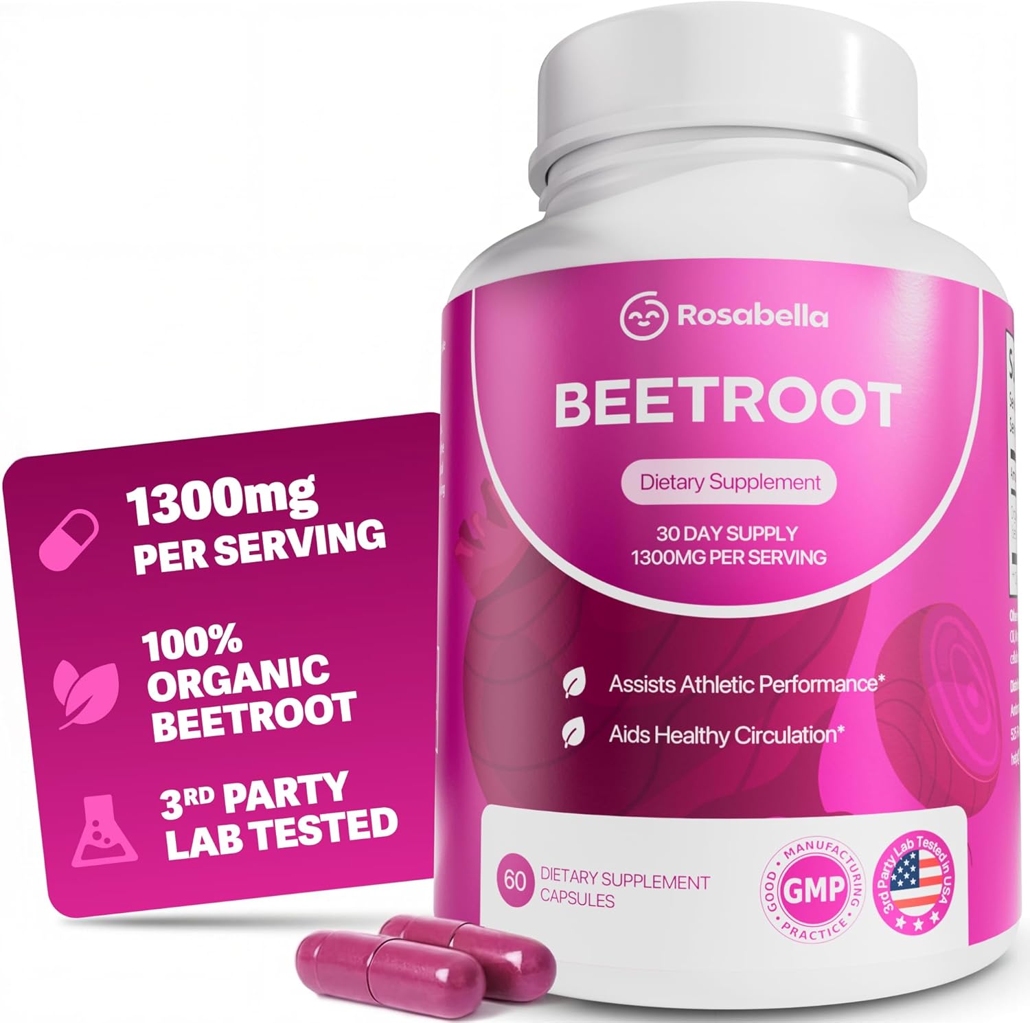 1300mg Bio-Rote-Bete-Kapseln, 60 Stück 1 PACK