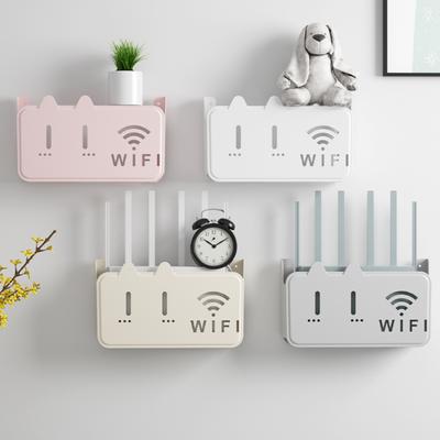 Wall Mounted Wireless WiFi Storage Box Hollow Out Design No Punching Required Router Storage Racks Living Room TV Set-top Boxes