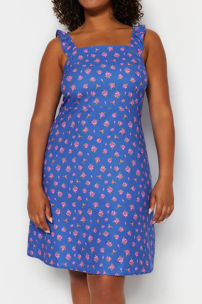 Women's Style Plus Size Multicolored Floral Mini Woven Dress