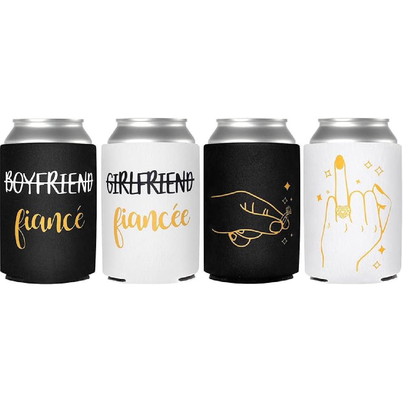 Wedding Can Cooler Sets, Personalized Wedding Gifts for Couples, Husband and Wife, Bottles and Cans Collapsible Sleeve, Neoprene Insulator Can Standard 12oz