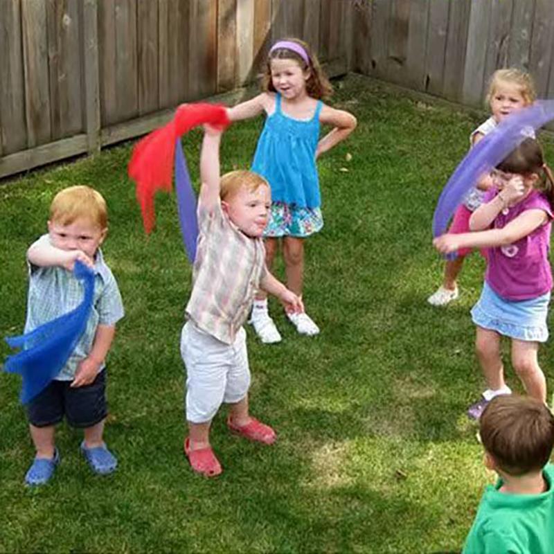 6 Stück bunte Frühpädagogik Kinder Gymnastik Quadratische Tücher Sport Tanz Interaktives Spiel Gaze Tücher