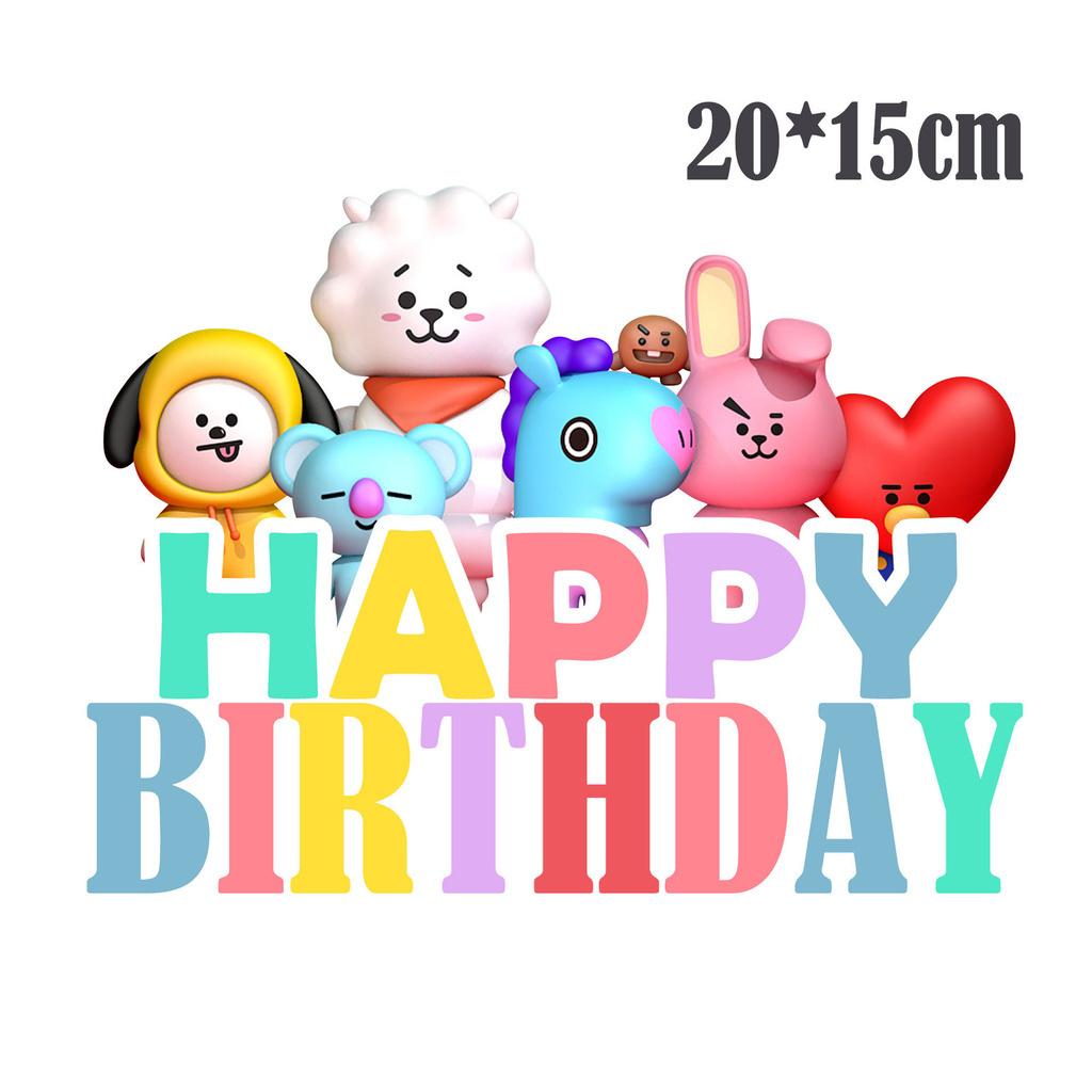 Birthday Theme Bts Party Supplies Decor Birthday Banner Cake Topper Bangtan Boys