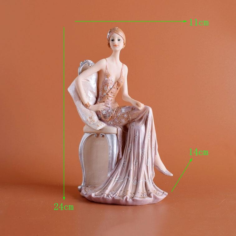 European Resin Statue Accessories Girl Beauty Character Home Livingroom Table Figurines Crafts Decoration Wedding Birthday Gifts