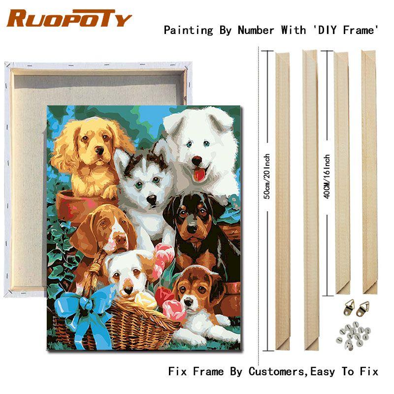

Ruopoty DIY рамка Diy картины по номерам набор красок животные Современная настенная художественная картина по номерам уникальный подарок для домашнего декора искусство