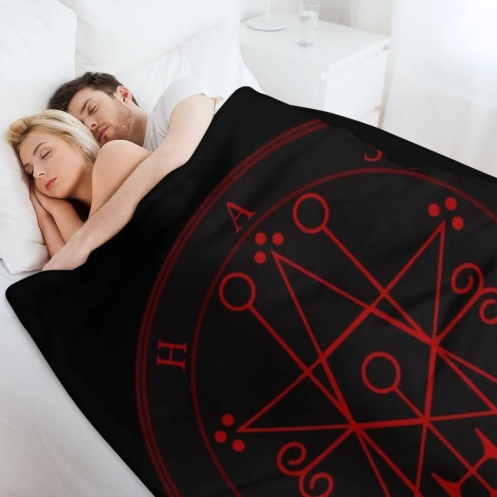 Sigil of Astaroth Throw Blanket Sofas wednesday halloween Flannel Blankets