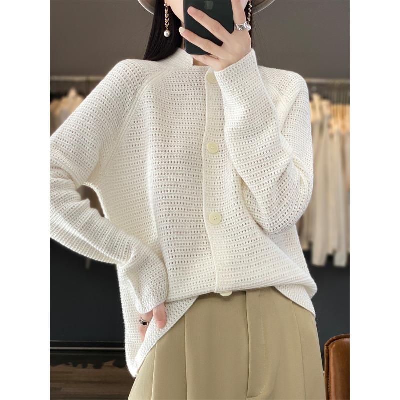 

Осень и зима новая мода стойка воротник вязаный кардиган женский свободный темперамент универсальный полый вязаный свитер верхняя одежда женская One Size