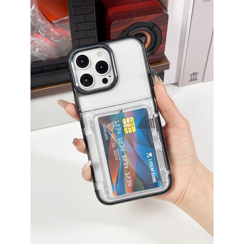 For IPhone 16 ProMa Card Case Phone Case for Apple 16 Pro Transparent Card Insertion Anti Drop Protective Cover Ins Wind
