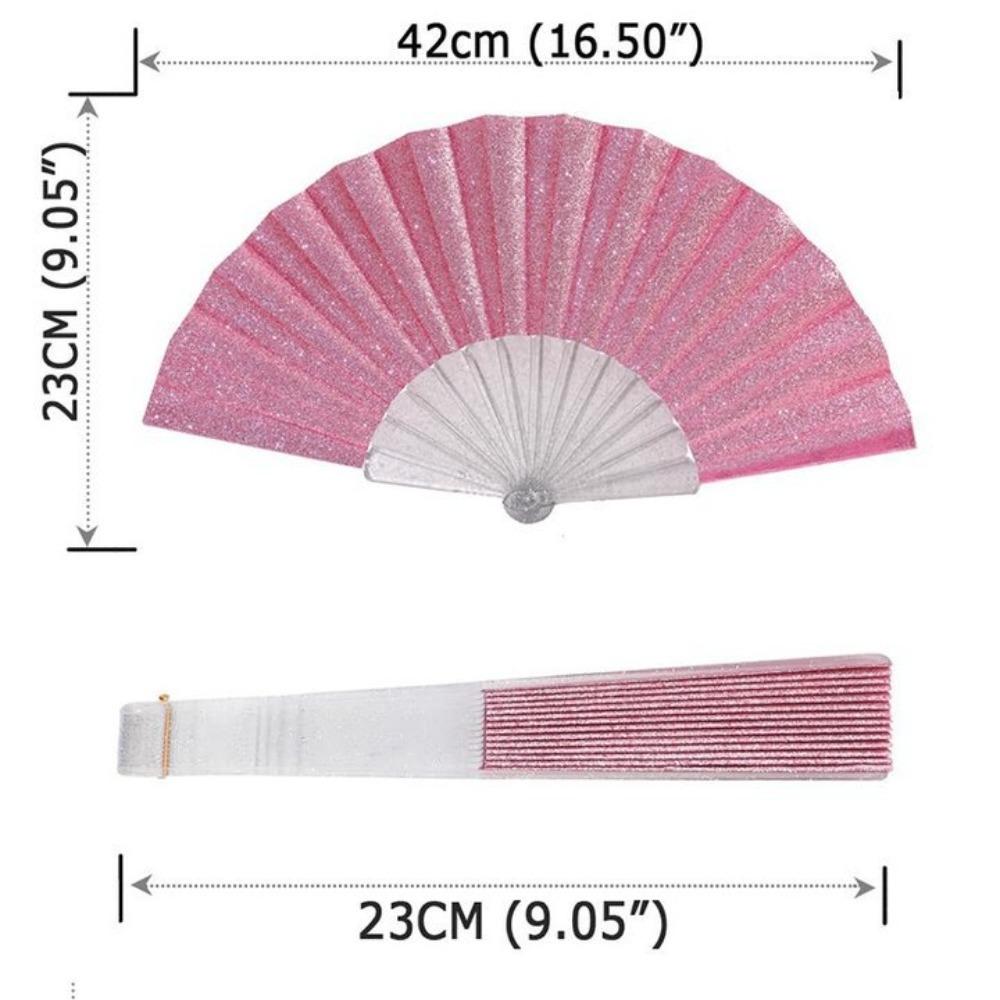 Foldable Portable Folding Fan Plastic Plain Fabric Hand Fan Chinese Elegant Silk Fan Handheld for Weddings Travel Party Dancing