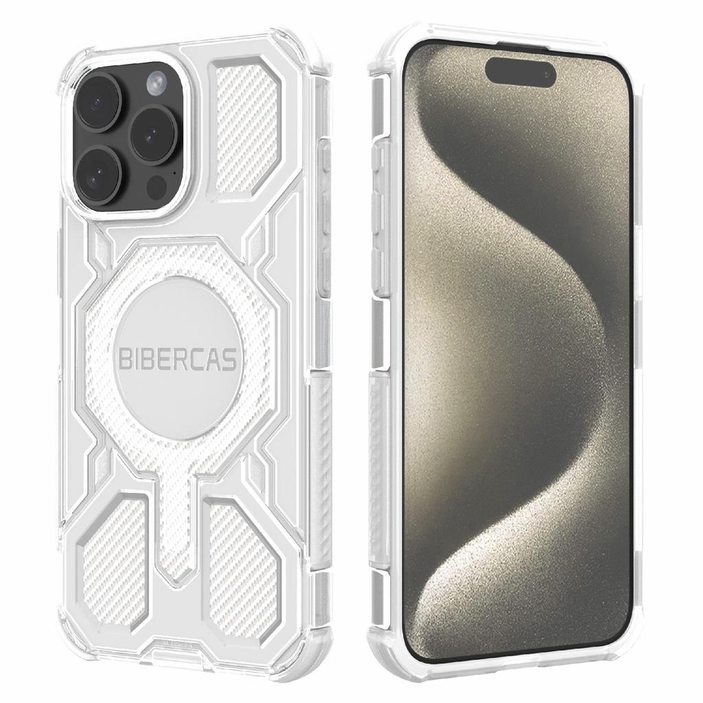 BIBERCAS J-16 Transparent Series For iPhone 15 Pro Max Case Compatible with MagSafe TPU+PC Phone Cover