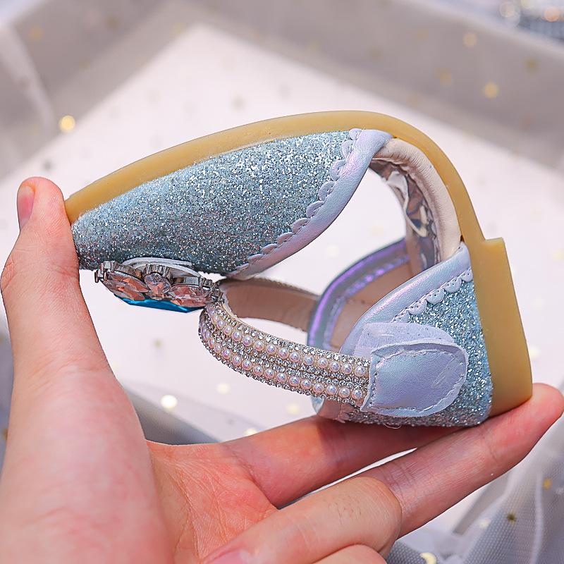 Girls' Rhinestone Sparkly Soft-Soled Sandals - 2025 Summer Princess Dance Shoes