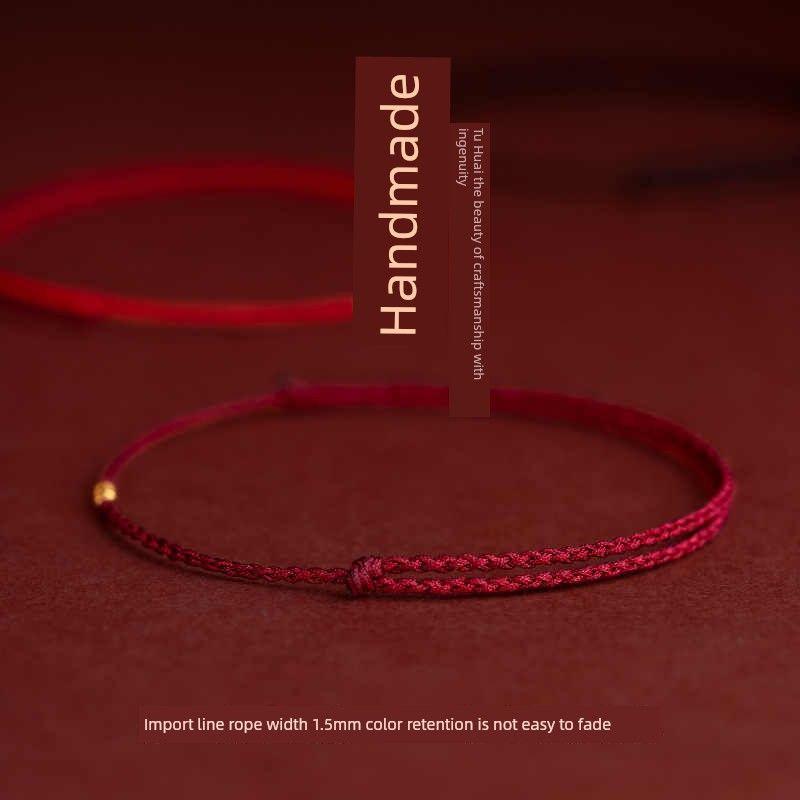 Five Gods of Wealth Little Red Rope Bad Luck Gold-Plated Bracelet Recurrent Fate Year Good Luck Rope Red Rope Fortune Anklet for Women Gift