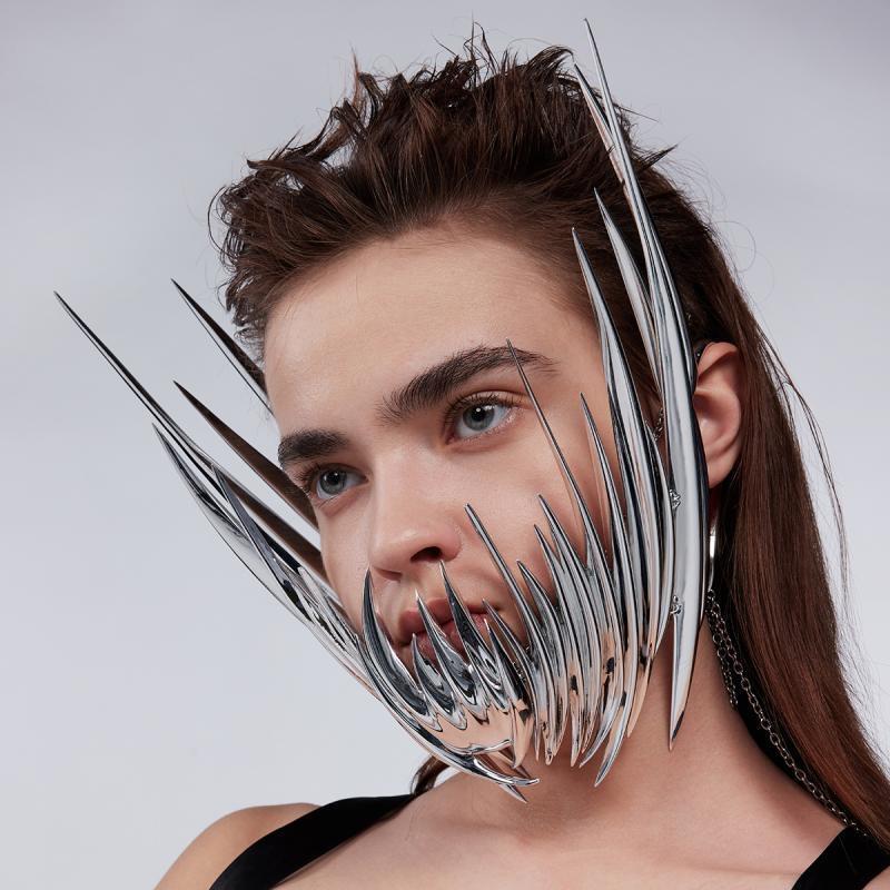 European and American personality spiky exaggerated dark department mask Gothic punk hoedown mask men's women's mask mesh mask