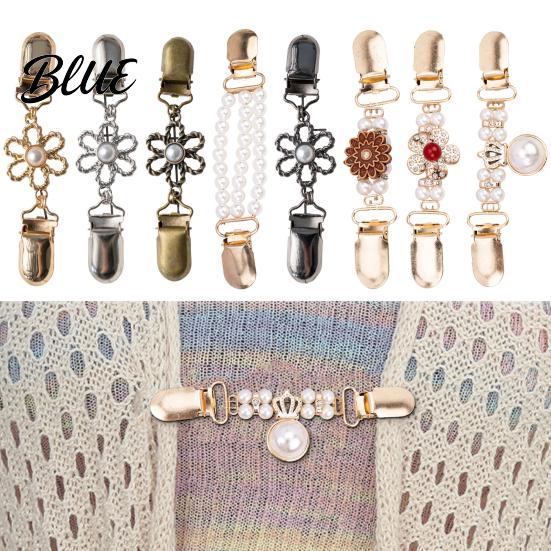 Clothing Fashion Clips Vintage Sweater for Women Girls, Retro Faux Pearl/Floral Cardigan Clips, Elegant Collar Dress Waist Alteration Clip Dresses