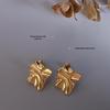 Dongdaemun Pleated Textured Earrings In 18K Gold-Plated Titanium Steel