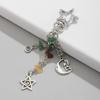 Fashionable Irregular Stone Keychain Colorful Beads Keyring with Stars Moon Sun Pendant Lightweight Key Accessory