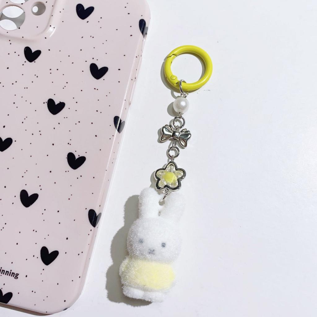 Kawaii Miffy Rabbit Keychain Cute Outfit Miffy Rabbit Keychain Cartoon Girl Heart Student Bag Best Friend Gift Accessory