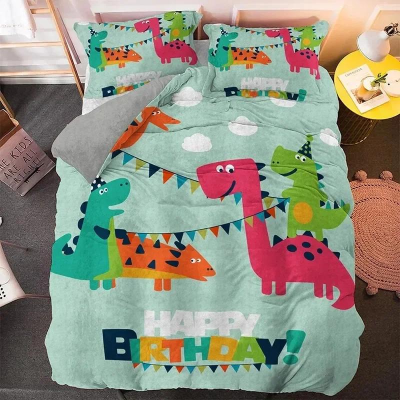 Cartoon Dinosaur Bedding Set Twin Queen King Size Boho Comforterduvet Cover Polyester Quilt Cover Pillowcase Soft Bedclothes
