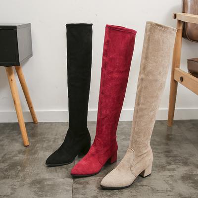 Botas Altas hasta el Muslo Mujer 2024 Botas de Moda de Invierno Nuevas Botas por Encima de la Rodilla Zapatos de Mujer Botas Sexy de Tacón Alto Rojas Cálidas con Pelo Botas Negras