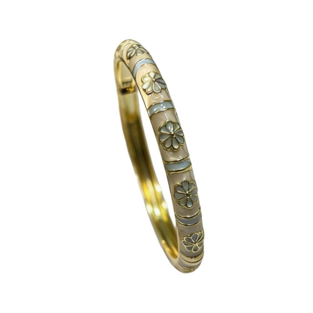 Traditional Vintage Cloisonne Bangle Colorful Women's Hand Bracelet Dainty Flower Bangle Ladies