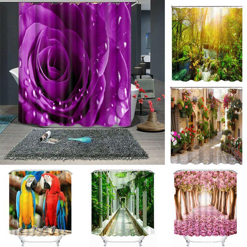 3d Shower Pattern Curtains Polyester Fabric Water Proof Curtain Bathroom Design