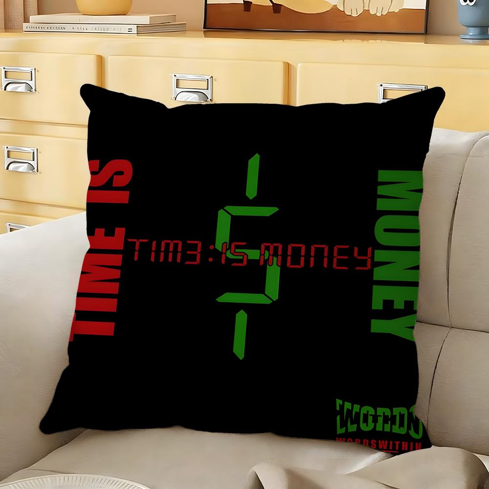 

TTime is Money Cushion Cover Soft Durable Reversible Pillow Cover Home Car MultiScene Daily Comfort Pillowcase 30X30cm