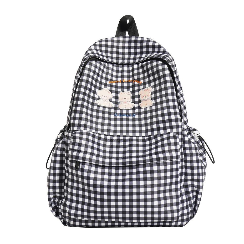 Schoolbag fog gray milk grid star embroidery backpack Japanese soft sister large capacity backpack junior high school girls fresh schoolbag