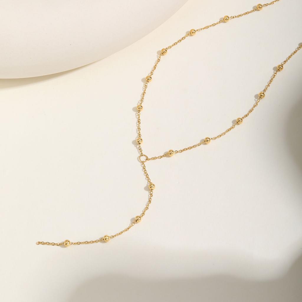 Minimalist Y-shaped Tassel Necklace for Women,Stainless Steel Bead-separated Chain Necklaces,Fashion Mother's Day Gift Jewelry