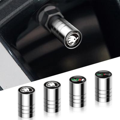 4pcs Car Badges Wheel Tire Valve Stem Caps Covers Auto Accessories For Yeti Superb Fabia Octavia 3 2 A5 Kodiaq Karoq Rapid