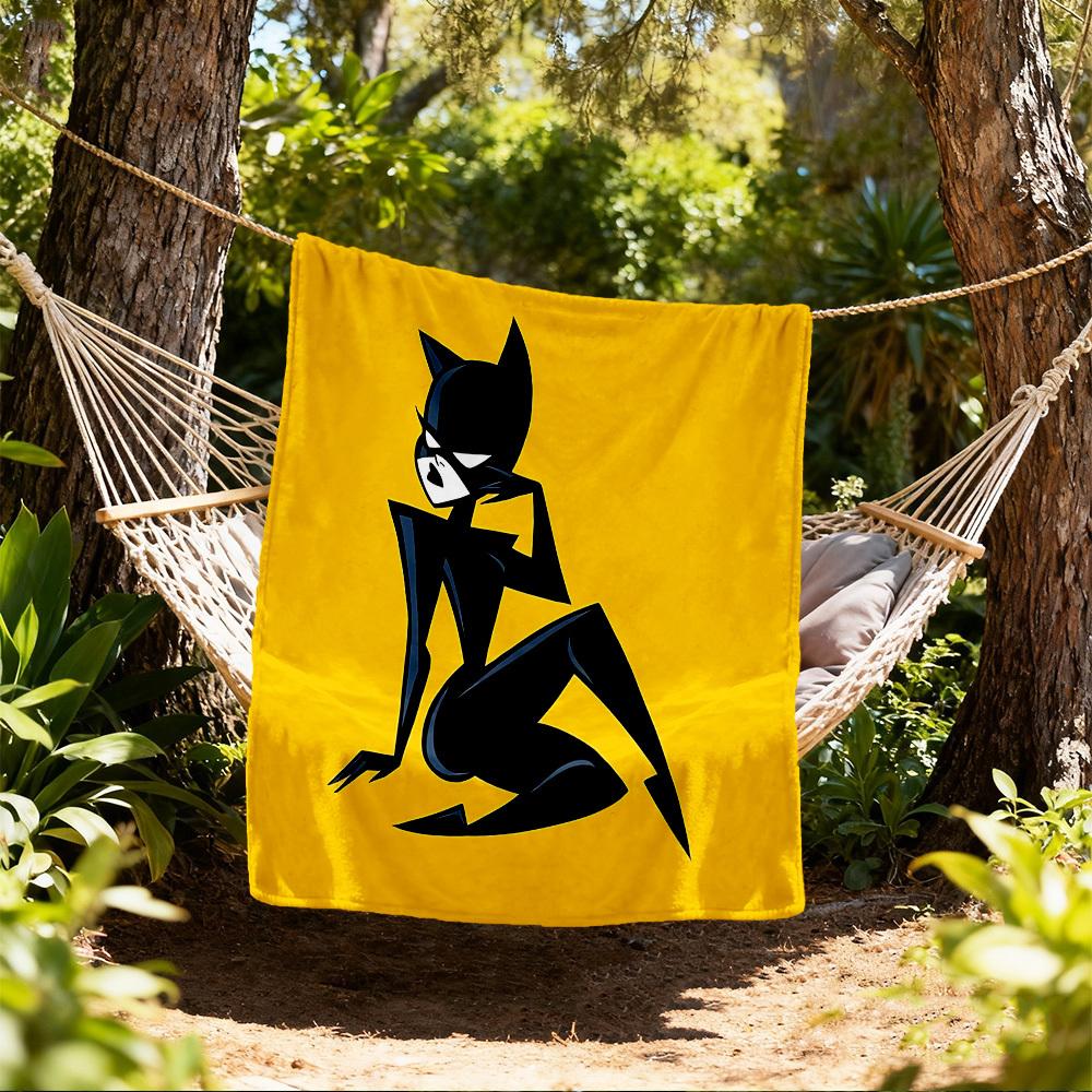 

1pc Catwoman Outdoor Blanket - Throw Blanket, Soft , Flannel Blankets, Living Room, Travel, Camping c1209036 80x120cm