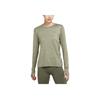 Dri-Fit Logo Print Quick-Dry Eco-Friendly Reflective Round-Neck Long-Sleeve Running T-Shirt Women Tops Olive-Green CU3278-222