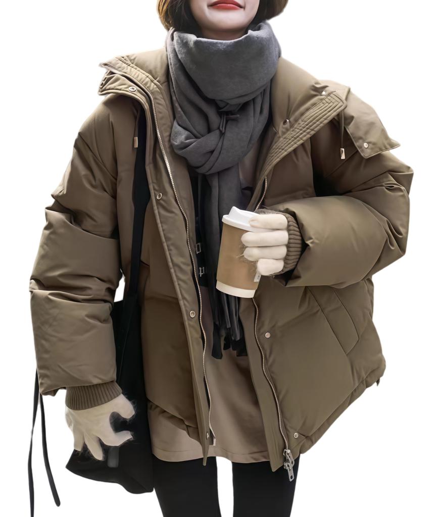 Down Padded Jacket with Short Outerwear for Fall and Loose Korean Perfect for Commuting and School [newsight] Women's Coat, Hood, Length, Winter,