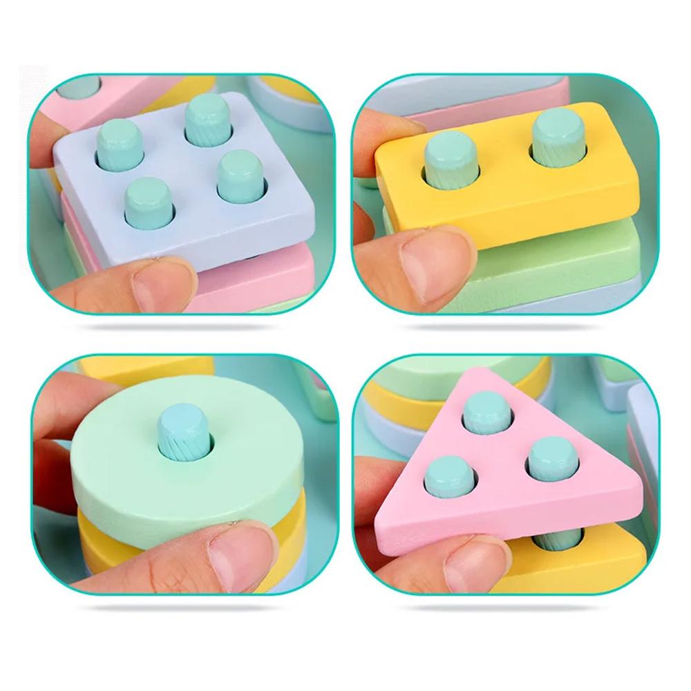 Montessori Wooden Sorting and Stacking Toys Educational Learning Preschool Color Recognition Shape Sorter Puzzles for Kids Gifts