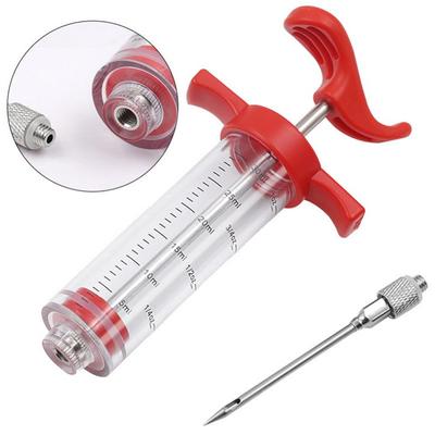 Food Grade PP Stainless Steel Needles Spice Syringe Set BBQ Meat Flavor Injector Kitchen Sauce Marinade Syringe Accessories
