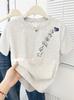 Women's Round Neck Short Sleeve T-Shirt Loose Fit Japanese Korean Casual Cute Cat Graphic Print Basic Tee Fashion Slim Fit Summer Daily Blouse Top