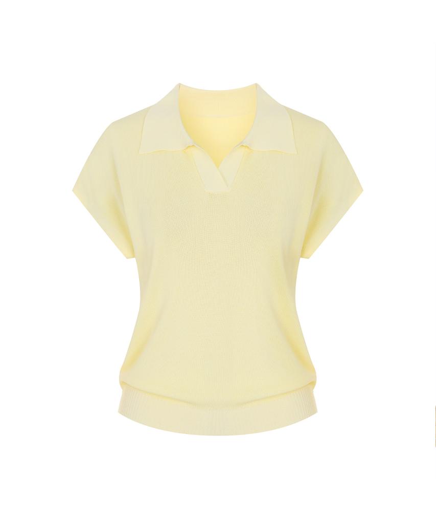 PAIGEFLYNN Rayon Cap Sleeve Collared Knit_P6Bkn043C