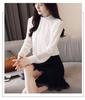 2026 Korean Style Chiffon Top: Long Sleeve, Stand Collar, Loose Fit, Belly-Covering, Versatile, Elegant, Fashionable for Spring/Autumn