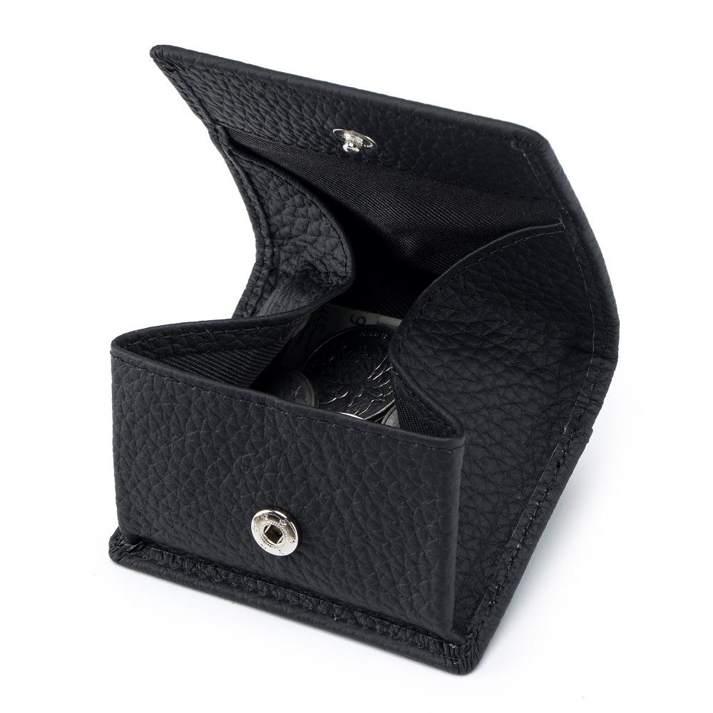 

New Japanese-style first-layer cowhide mini small wallet, women s buckle coin bag, small change bag чёрный