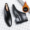 Foreign trade autumn and winter new casual leather shoes fashion men's business leather boots trend velvet Chelsea leather shoes men