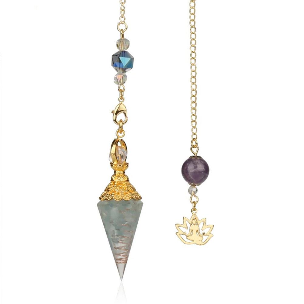 Seven-Color Crystal Resin Hexagonal Cone Pendulum Pendant 