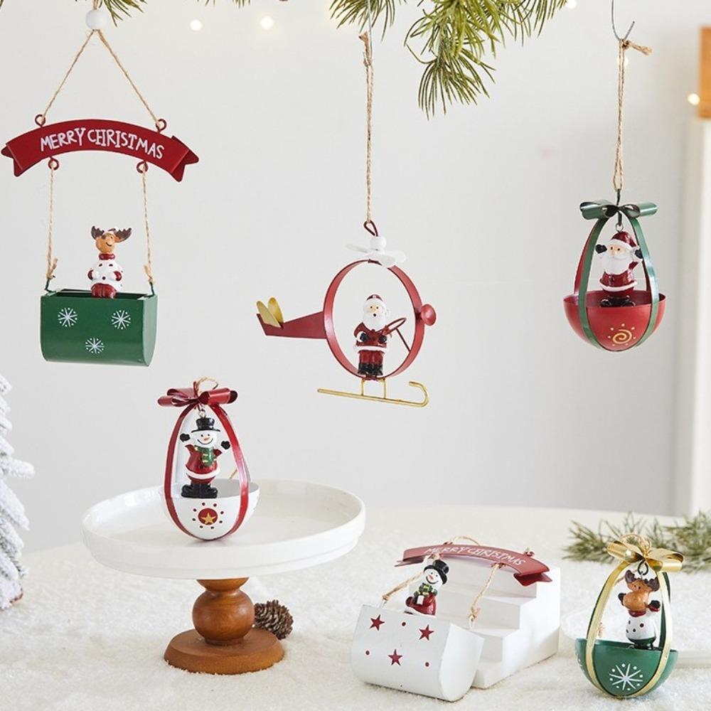 Hanging Christmas Tree Pendant Iron Xmas Hanging Ornaments Snowman Pendant Holiday Decor