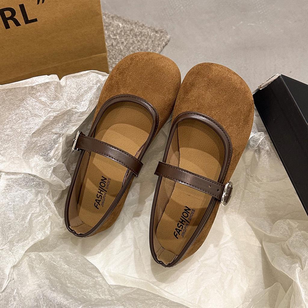 Large Size Soft-soled Mary Jane Shoes Spring and Summer New Mori Buckle Belt Shallow Mouth Flat-soled Single Shoes Doudou Shoes