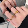 French Designer Titanium Steel Knotted Rope Ring for Women - Fashionable Simple Metal Jewelry