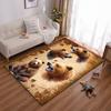 Realistic Bear Pattern Carpet with Brown and Woodland Theme Design Suitable for Use As an Anti-slip for Living Room Bedroom Sofas