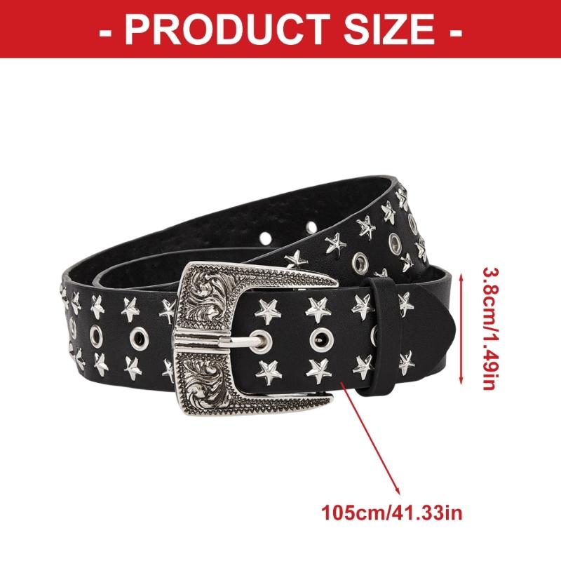 Punk Styles Rivets Studded Waist Belt Adjustable Waistband PU Leather Waiststrap For Women Teens Various Occasion